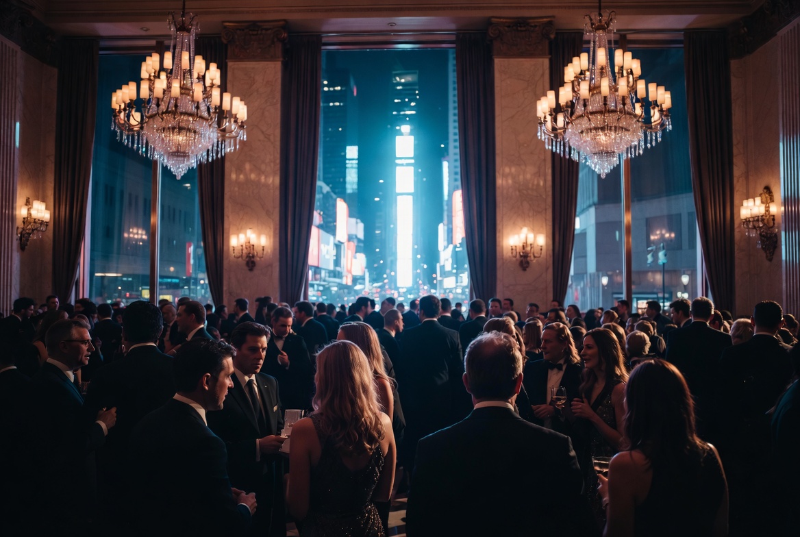 Elegant black-tie Washington Elite Investment Summit & Gala in Times Square during UN Blockchain Week 2026
